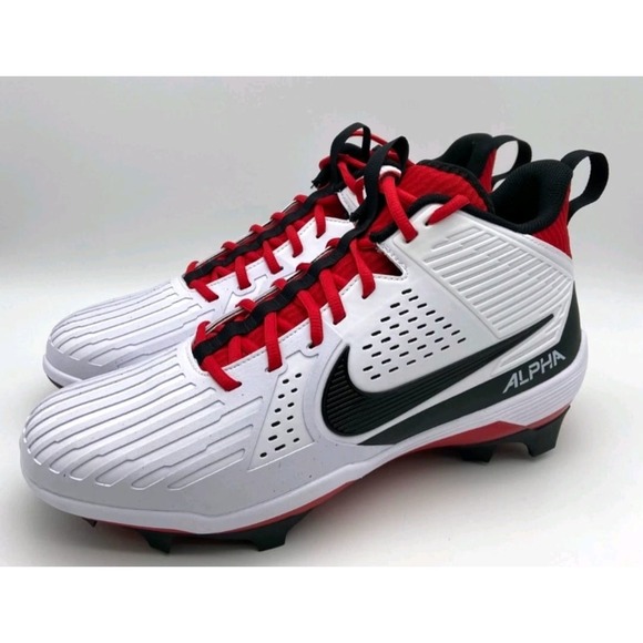 Nike Men's 9 Alpha Menace Strong Football Cleat‎ White/University Red II5139-102